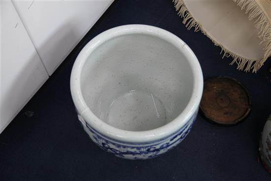 A large Chinese blue and white Hundred Boys goldfish bowl, 42.5cm. diam.